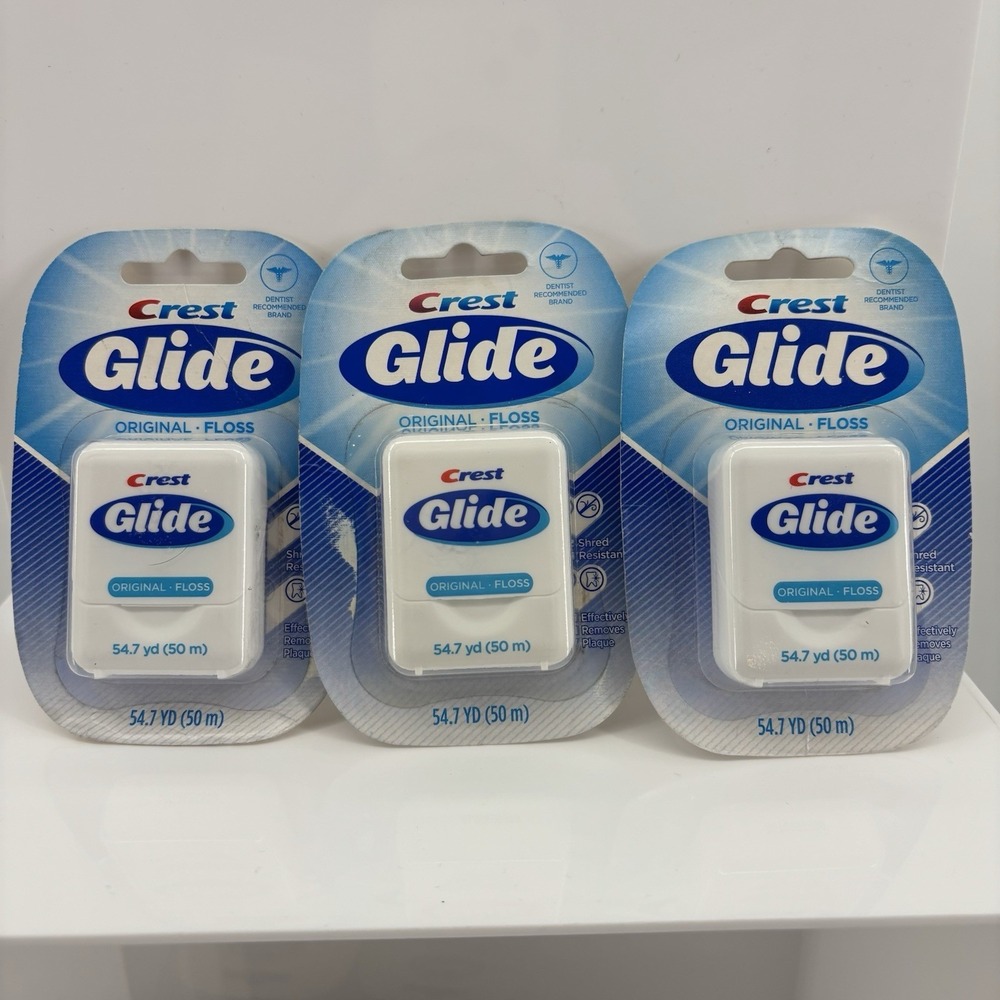 3 Crest Glide Original Dental Floss Sealed 54.7yd Shred Resistant VTG NOS
